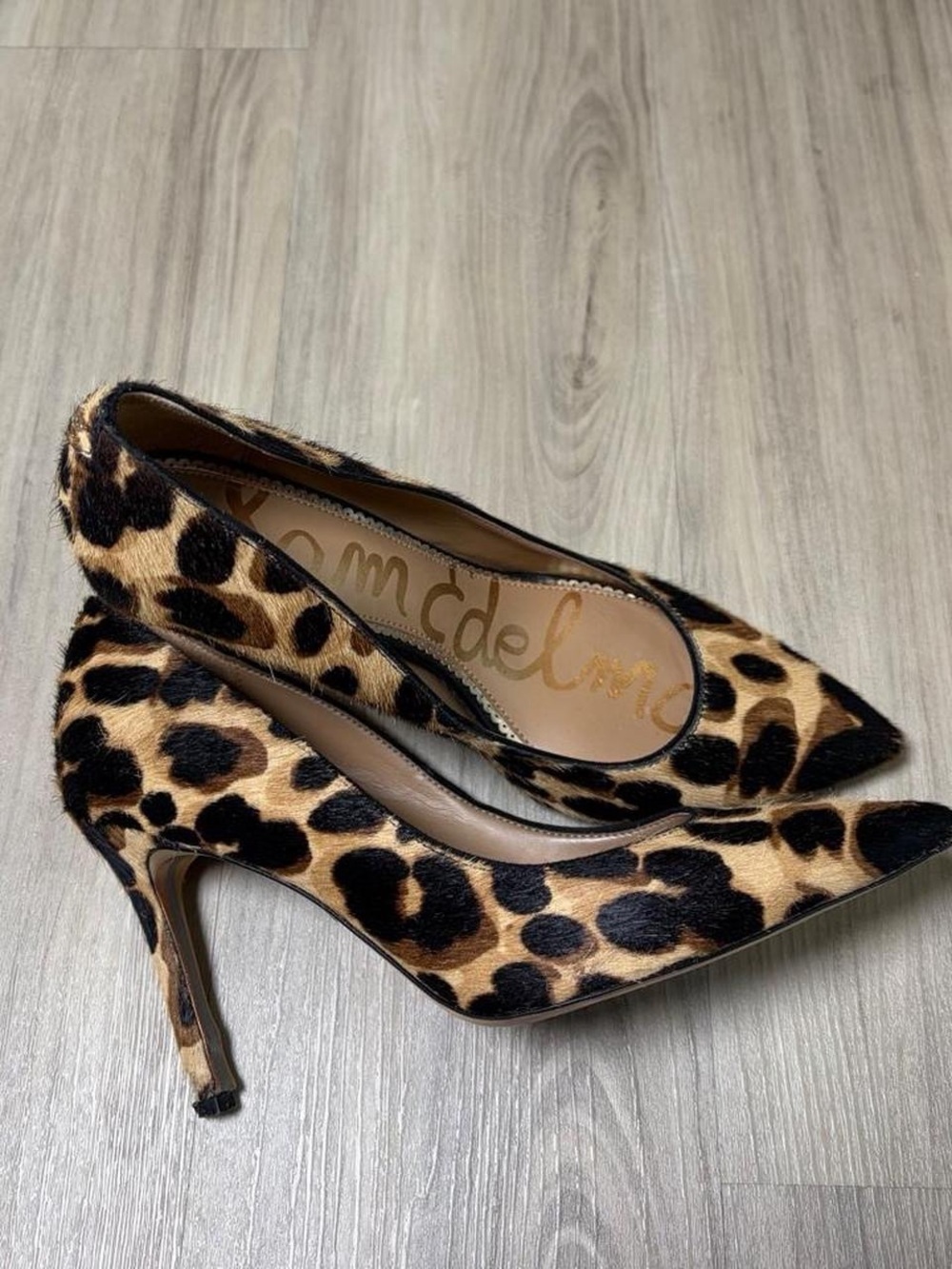 Sam Edelman fuzzy leopard print heels